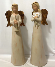 Gifts of the Heart Figurines Angels Trumpet Daisies Flowers Metal Wings Lot of 2