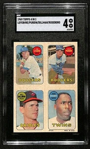 1969 Topps 4 in 1 Jim LeFebvre John Purdin Bob Dillman John Roseboro SGC 4 7583 - Picture 1 of 4