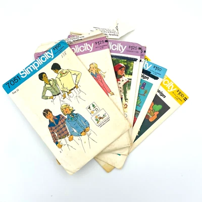 Lot of 6 Simplicity VTG 1970s Unisex Western Shirt/Vest with Embroidery Patterns - Image 1 of 4