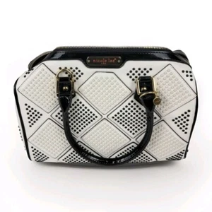 Nicole Lee Handbag White & Black Studded Purse with Shoulder Strap Size 13x9x7 - Picture 1 of 11