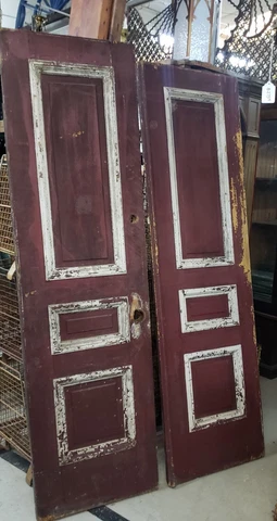 Pair of Solid Wood Raised Tiered Three Panel French Doors 83 3/4" x 23 3/4" Cover