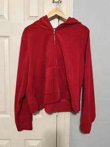 Juicy Couture Women’s 3X Y2K Velour Red Zip Up Hoodie - Picture 1 of 9