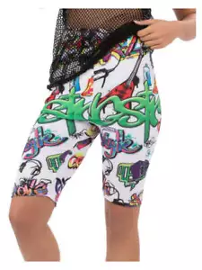 90s Unisex Graffiti Cycling Shorts Pop Rap Star Fancy Dress Theme Ladies Mens - Foto 1 di 3