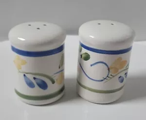 Vintage Ceramic Blue & Orange Floral Pattern Salt And Pepper Shaker Set sp61 - Picture 1 of 11