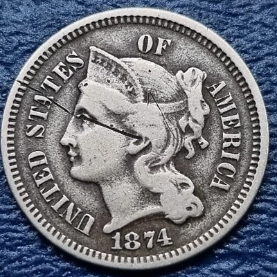1874 Three Cent Nickel 3c Better Grade Details #72121 - Image 1 of 2
