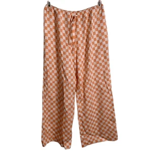 Pantaloni donna The Lullaby Club gamba larga lyocell S/M Sherbet a scacchiera bloquette - Foto 1 di 7
