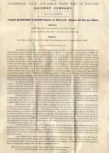1845 Rare Prospectus CALEDONIAN CANAL & GREAT NORTH WEST of SCOTLAND RAILWAY Co - Foto 1 di 6