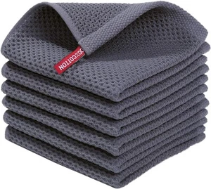 Cotton Waffle Weave Kitchen Dish Cloths, Ultra Soft Absorbent Quick Drying Dish - Picture 1 of 8