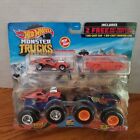Monster Trucks Psycho-Delic & Rodger Dodger W/ Hot Wheels Car & Crushed Car