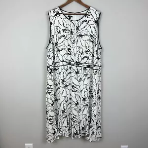 Vestido Talbots Midi Mujer 22W Marfil Negro Floral Volantes Dobladillo Sin Mangas Forrado - Imagen 1 de 11