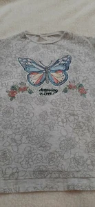 ZARA Girls Gray with Beautiful Butterfly Long Sleeves Shirt size 13-14  - Picture 1 of 8