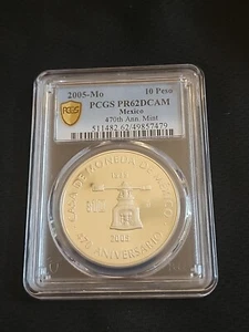 2005 10 Pesos 470 Anniversary Mint PCGS SCARSE PF 62 HARD TO FIND - Picture 1 of 2