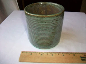 VINTAGE ZANESVILLE HOMESPUN SMALL PLANTER BLUE GREEN 3 3/4" HTF - Picture 1 of 5