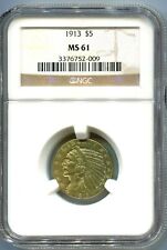 1913 (1913-P) $5 GOLD INDIAN Half Eagle NGC MS61 MS-61 BETTER DATE