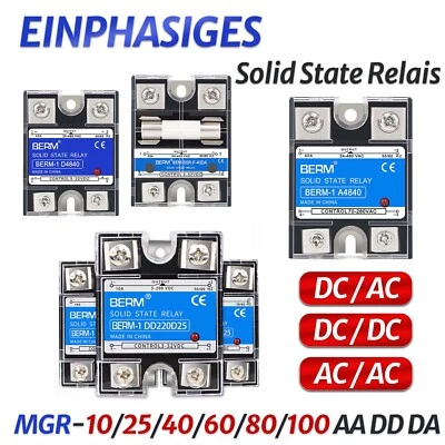 SSR Halbleiter Solid State Relais DC/AC DC/DC AC/AC 3-32VDC 10-100 DA DD AA - Bild 1 von 4