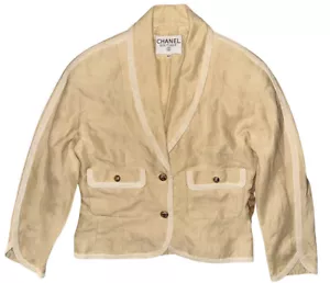Vintage 1960’s Chanel Boutique Paris France Women’s 40 Tan Blazer - Picture 1 of 8