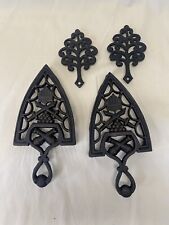Set of 4 Vintage Black Trivets Two 8 Inch Two 4.5 Inch
