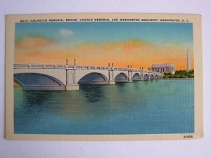 Arlington Memorial Bridge, Lincoln Memorial, & Washington Monument Postcard - Picture 1 of 2