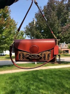 NUEVO CON ETIQUETAS COACH Guang Yu JADE SIG CC REXY Estampado Solapa Hombro X-body Bolso Cuero $398 - Imagen 1 de 10