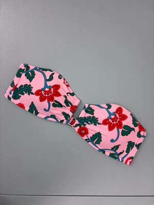 J. Crew Mujer Medio Rosa Floral Sin Tirantes Bandeau Bikini Bañador Top Foto 1 de 4