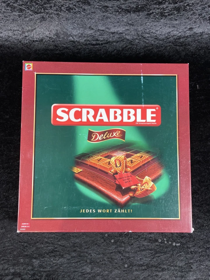 Scrabble Deluxe-Komplett Holz Drehteller Gitterspielfläche von Mattel Brettspiel - Bild 1 von 4