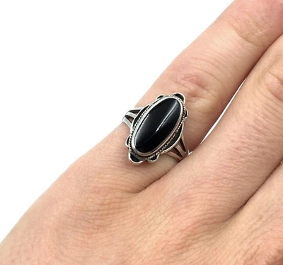 Anillo de plata 925 anillo de banda de ónix negro para hombre joyería... - Imagen 1 de 4