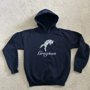 Greyson Kids Boys Wolf Hoodie Wolf Logo Blue Size M - Picture 1 of 8