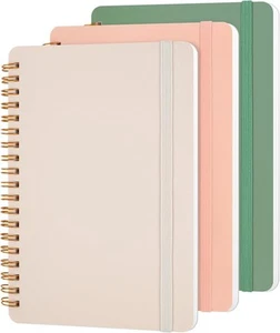 Utron 3 PCS Small Spiral Notebook 5x7, Notebooks for Note Biege,Pink,Green - Picture 1 of 7
