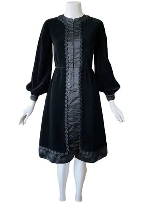 Vestido de terciopelo de seda negro Oscar De La Renta vintage años 70 80 fiesta vacaciones noche Foto 1 de 4
