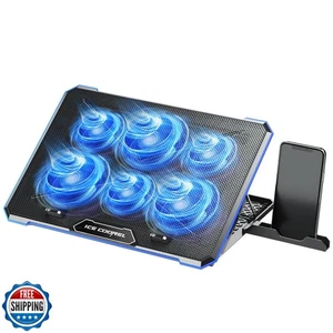 ICE COOREL Laptop Cooling Pad with 6 Cooling Fan, Laptop Cooler Fan with No L - Afbeelding 1 van 5