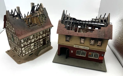 Vollmer 20354 Pola Track H0 House Timbered Burning Houses Ruin Built #K263 - Image 1 of 4