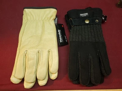 Guantes Thinsulate Para Hombre Talla L/XL Vellón Negro 40g y Cuero 100g Lote de 2 pr Foto 1 de 4