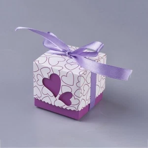 Gift Box with Ribbon Square Favor Weddings Christmas Valentine's 2x2x2 inches - Picture 1 of 3