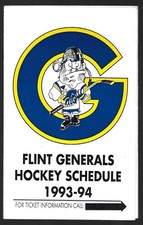 RARE 1993-94 Flint Generals CoHL UHL IHL Hockey Schedule !!! Pepsi