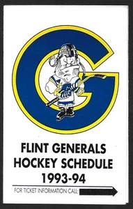RARE 1993-94 Flint Generals CoHL UHL IHL Hockey Schedule !!! Pepsi - Picture 1 of 1