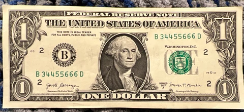 fancy consecutive serial number one dollar bill Cover