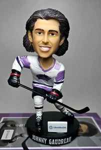 Johnny Gaudreau Bobblehead Columbus Blue Jackets Hockey Fights Cancer Purple CBJ - Picture 1 of 12