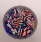 Vintage Ed Rithner Scrambled Candy Cane Pieces Art Glass Paperweight 