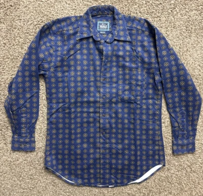 Vintage Woolrich Chamois Flannel Shirt Men's M Southwest Aztec USA Blue - Image 1 of 4