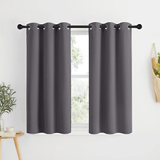 Grey Blackout Curtain Panels 48 inch Long Set of 2 for Bedroom, Thermal Insulate