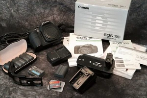 CANON EOS 10D DIGITAL SLR CAMERA BODY, BG-ED3 GRIP, MANY EXTRAS, EXC. COND. - Picture 1 of 24