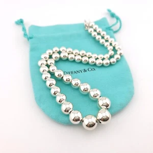Tiffany & Co Sterling Silver Graduated Ball Bead Beaded Hardwear 16.25' Necklace - Picture 1 of 10