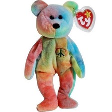 Rare With Tag Ty Beanie Baby Peace Bear Original Collectible Toy Gift Christmas