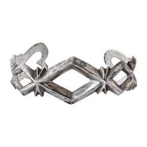 Vintage Native American Sandcast Sterling Silver Cuff Bracelet Openwork Heart - Picture 1 of 7