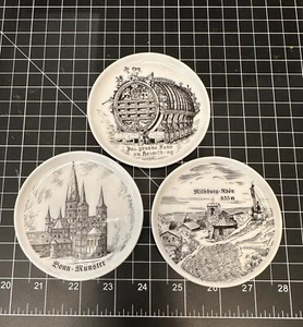 Prozella Black And White Germany Mini Souvenir Plates Set Of 3 - Picture 1 of 2