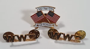 Vintage US Army WW2 Veterans Badges Pins - Picture 1 of 5