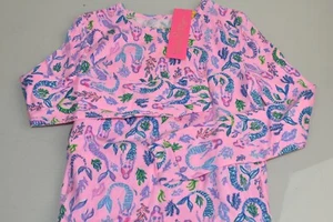 NEW Lilly Pulitzer GIRLS SAMMY PAJAMA SET Pink Blossom Girl Night Out Mermaid 14 - Picture 1 of 9