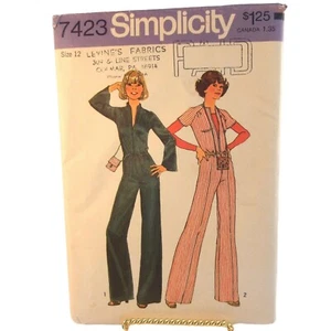 1976 Simplicity 7423 Retro Cremallera Frontal Mono Cinta Monedero Sin Cortar Misses Talla 12 - Imagen 1 de 7