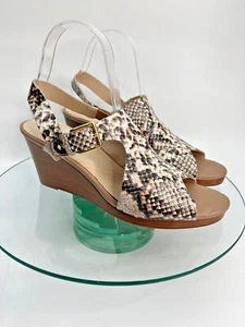 Cole Haan Philomina Python Print Heels Leather Sandal Embossed Ankle Strap - Picture 1 of 44