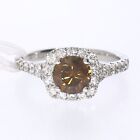 18Ct White Gold Fancy Cognac 1.74Ct Halo Natural Diamond Engagement Ring